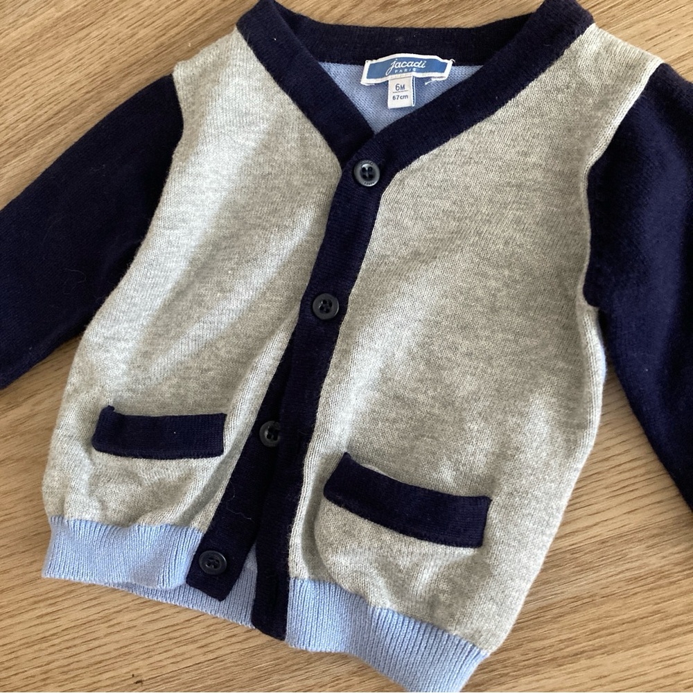Jacadi Gray and Navy Kids Sweater - Picture 2 of 6
